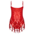 thumbnail image 2 of inlzdz Girls Sequin Latin Dance Dress Halter Jazz Rumba Belly Dance Costume Tassel Leotard Dancewear Red-A 8, 2 of 6
