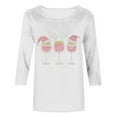 thumbnail image 4 of HongQid Chemises de Noël pour Femmes Thème de Noël T-Shirts Graphiques Imprimés Manches 3/4 Col Rond, 4 of 6