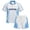 Cyan, variant on Argentina 2026 Soccer Cup Fan Jersey Set for Men, Polo Collar Short Sleeve Shirt & Drawstring Shorts with Wavy Stripes & Geometric Print, Breathable Sports Tracksuit Athletic Wear, 1 PC Sky Blue S