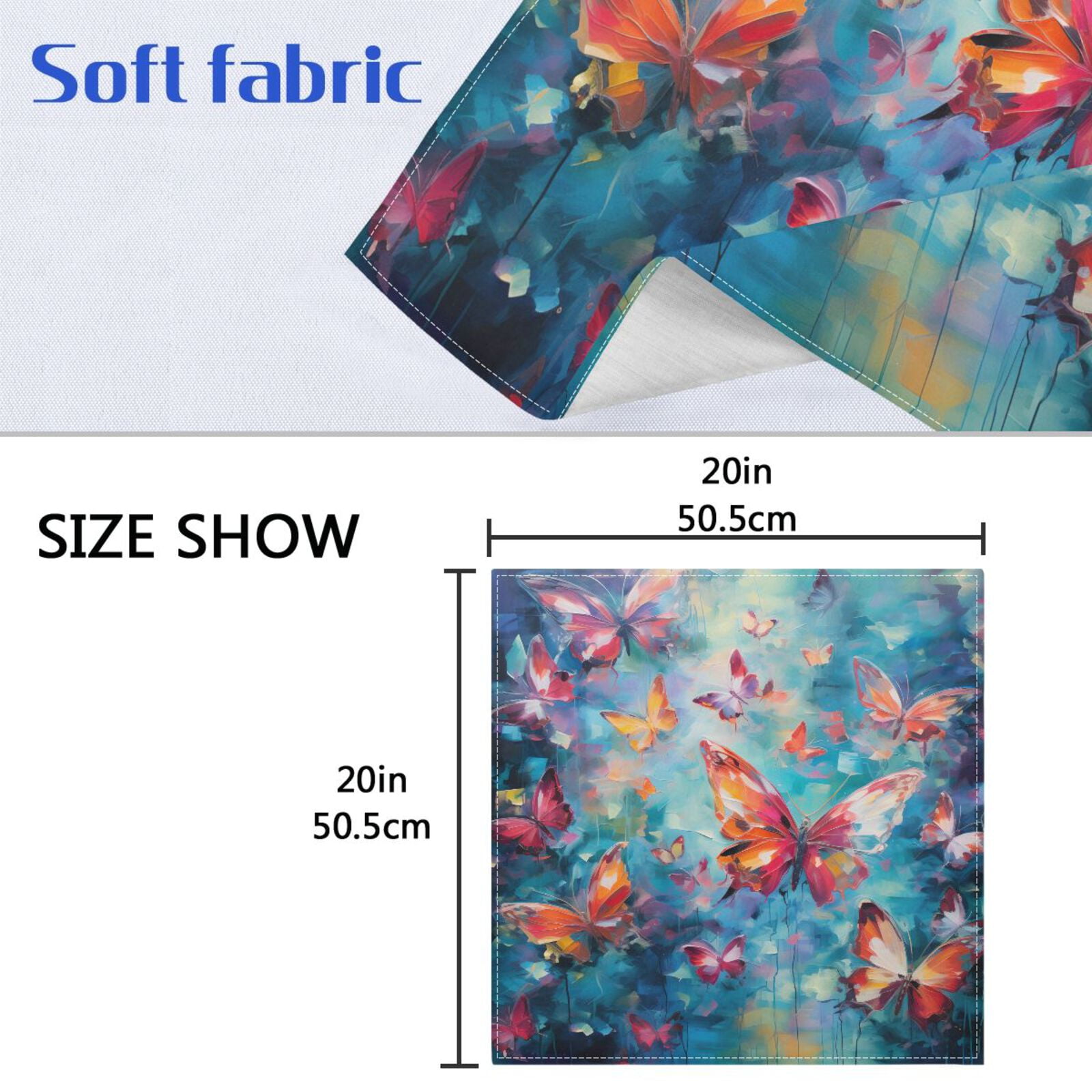 JSTEL Butterfly Painting Cloth Napkins Set of 6, 20x20 Inch Washable and Reusable Napkin for Decoupage Dinner Party Everyday Use