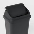 thumbnail image 3 of Indoor Black Swing Top Waste Can 7.8gal - 21.375" Tall Textured Plastic Trash Bin with Lid, 3 of 8
