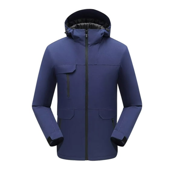 Kmdttou Men's Windproof Jacket Waterproof Lightweight Windproof Full Zip Men's Packable Fall Raincoat Windbreaker with Hood Navy 2XL
