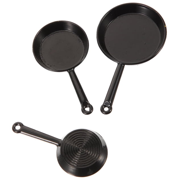 Muebles de tres piezas para Mini casa, suministros decorativos para casa en miniatura, manualidades decorativas, utensilios de cocina de aleación, 3 uds.