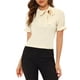 thumbnail image 1 of INSPIRAR CHIC Blusas de Verano para Mujeres de Color Sólido con Lazo en el Cuello de Manga Corta para Usar en el Trabajo Beige XL, 1 of 6