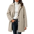 thumbnail image 2 of Cilsoka Winter Coats for Women Fuzzy Fleece Notch Pea Plush Mid-Length Coat Casual Thick Warm Elegant Trendy Jackets Outerwear, 2 of 4