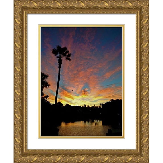 Laughton, Peter 12x14 Gold Ornate Wood Framed with Double Matting Museum Art Print Titled - Sunrise Palms