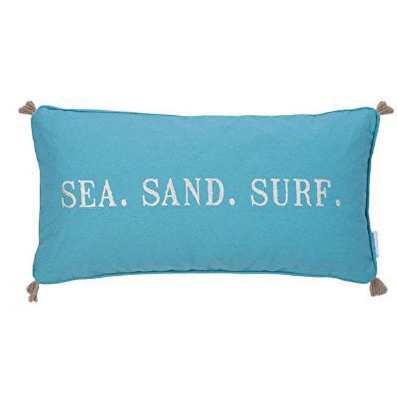 Levtex Blue Maui Emb Wrds/Tassels Pillow