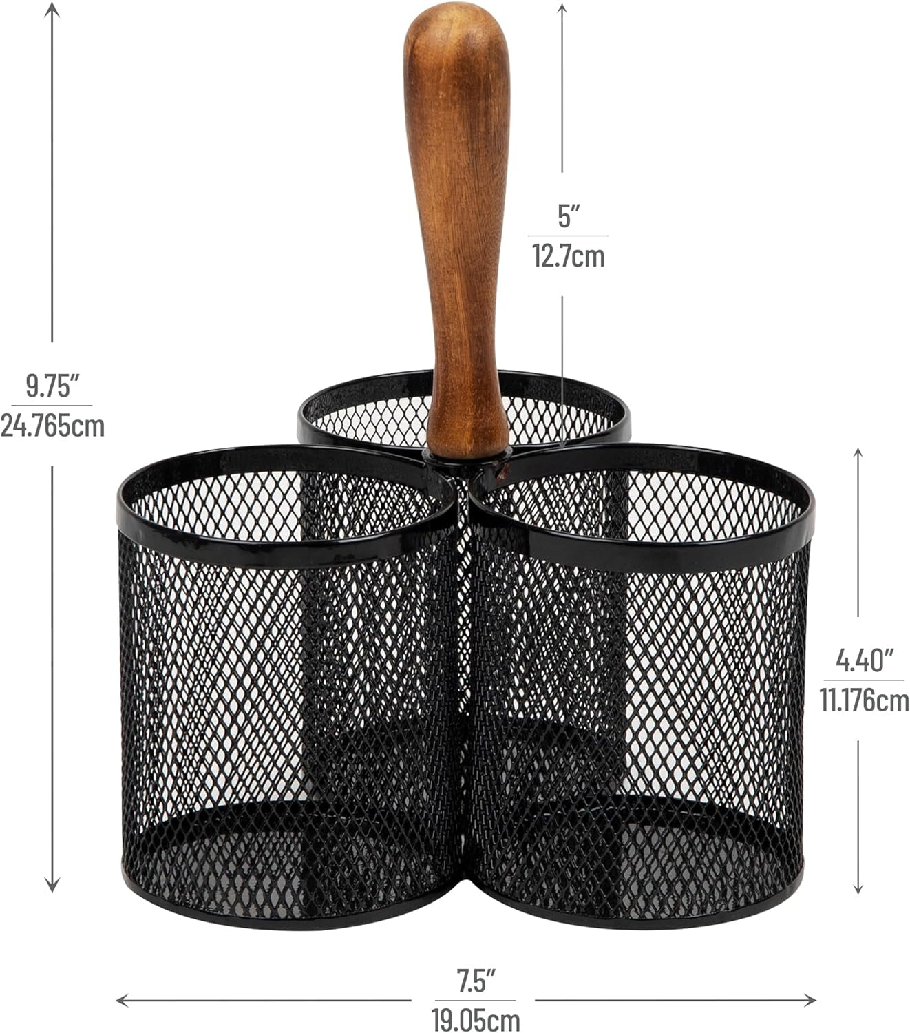 Utensil Holder, , Caddy, Cutlery Holder, Kitchen, Metal Mesh, 7.5"L x 7.5"W x 9.75"H, Black