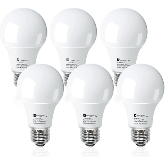 Xtricity - 6-Pack Dimmable Energy Saving LED Bulbs, 9.5W, E26 Base, 5000K Daylight