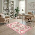 thumbnail image 2 of ODIKA 4'x6' Ultra-Soft Area Rug, Vintage Pink Damask Ribbon Motifs Alfombra Para Cuarto None Washable, Bare feet friendly, Silk-Touch for Bedroom Home office, 2 of 7