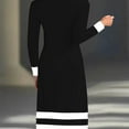 thumbnail image 3 of Zedker Women's Long Sleeve V Neck Sweater Dress 2025 Fall Button Knit Pleated Work Dresses Black Plus XL, 3 of 3