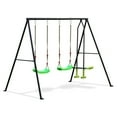 thumbnail image 2 of Swing Sets for Backyard, SHINPT 3 in 1 Metal Swing Set with 2 Blet Swings, Toddler Swing Set with Slider for Age 3-10, Playground Swingset Outdoor with 550Lbs Capacity, Easy to Assemble, 2 of 7