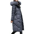 thumbnail image 7 of Olyvenn Women's Winter Puffer Coat Long Faux Fur Hooded Snow Jacket Thicken Thermal Down Outwear for Cold Freezing Weather Gray L, 7 of 7