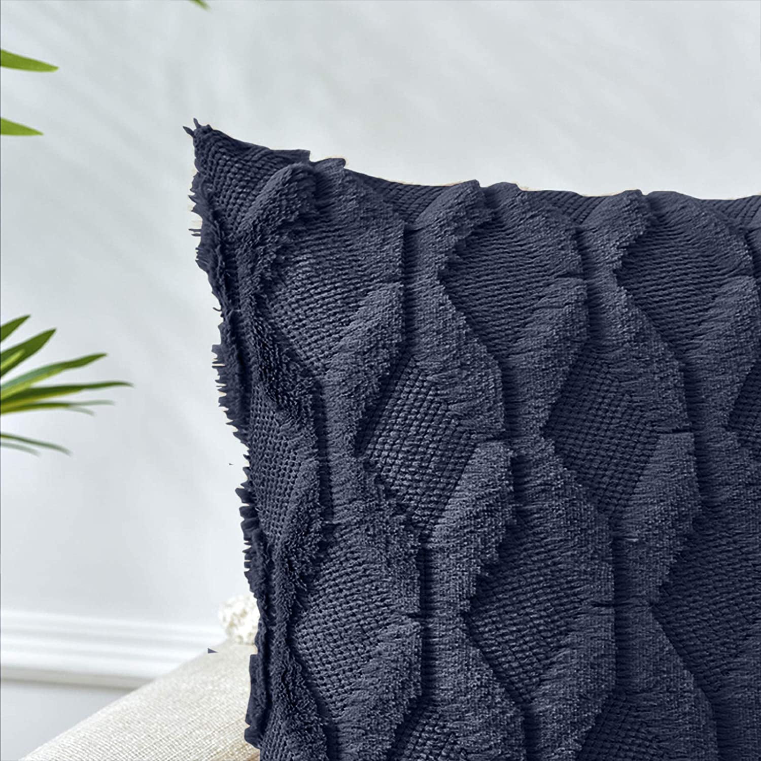 Throw Pillow Covers 20x20 Navy Decorative Boho Pillow Case Cushion Cover with Velvet Luxury Soft Plush Short Wool for Couch Sofa Bedroom Car Set of 2 Walmart