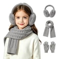 thumbnail image 3 of hengsof 3PC Kids Winter Earmuff Gloves Scarf Set,Girls Toddler Children Thickened Earmuff Knit Neck Warmer Gaiter Mittens Fleece Set 3-12Y, 3 of 5