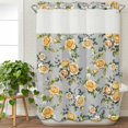 thumbnail image 3 of Yellow Rose No Hook Shower Curtain Waterproof, Bathroom Curtains with Snap in Liners and See Through Top Window, Vintage Country Botanical Floral Vines Hotel Style Bathtub Curtains Shower 60"Wx72"L, 3 of 8