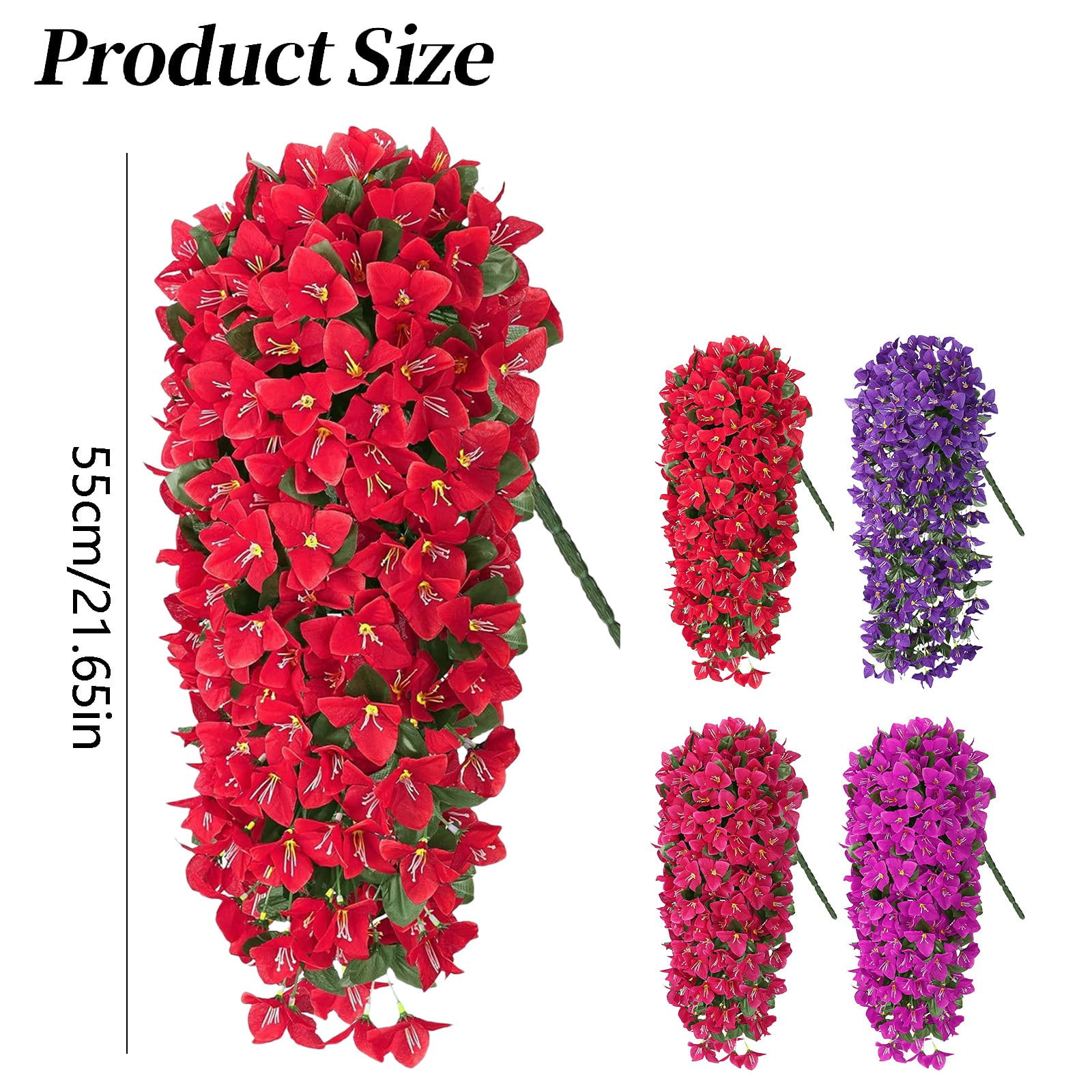 artificial hanging plants Artificial Flowers Plants For Outdoors Outside Fall Autumn Decor Long Trailing Vines Look Real Flowers For Front Door Porch Planter Patio Watermelon Red 4PCS