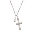 thumbnail image 2 of Delight Jewelry Silvertone Small Heart Hamsa Hand Be Strong and Courageous Engraved Cross Zoey Necklace, 28", 2 of 4