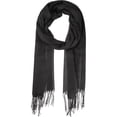 thumbnail image 1 of Bufanda de invierno cálida de imitación de cachemira INSPIRE CHIC, chal largo de color sólido con flecos para mujeres y hombres 78.7"x27.6" negro, 1 of 6