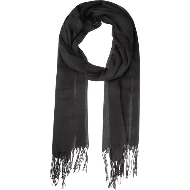 Bufanda de invierno cálida de imitación de cachemira INSPIRE CHIC, chal largo de color sólido con flecos para mujeres y hombres 78.7"x27.6" negro