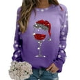 thumbnail image 2 of asdoklhq Christmas Clearance under $5, Christmas Gifts for Women Women's Christmas Fashion Print Long-sleeved Tops Hoodless Sweatshirts Bloues, 2 of 3