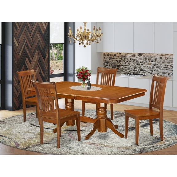 Retro Dining Room Set - Renaissance Style Table & Chairs - Solid Wood Extension Table