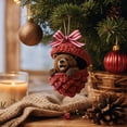 thumbnail image 4 of IPEWLEX Bear in Pinecone Christmas Ornament – Cute Animal Design with Red & White Ribbon Hanging Loop, 4 of 7