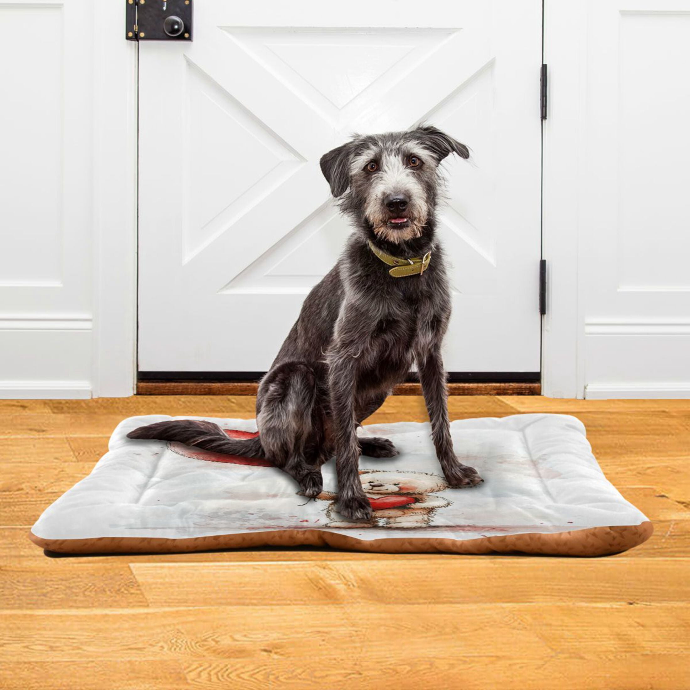 Qxltty Teddy Bear Holding A Balloon Ped Pad Wear-resistant and Hard to Bite Through Sleeping Pad for Small Medium Large Dogs Winter Pet Bed 36×24in