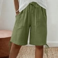 thumbnail image 2 of Costeam Womens Drawstring Waist Crinkle Texture Casual Shorts with Adjustable Hem and Side Pockets Loose Fit Knee Length Summer Everyday Shorts, 2 of 9