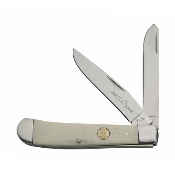 SZCO 4.25-Inch Heritage Artisan White Bone 2-Blade Trapper – Traditional Folding Pocket Knife – 440 Stainless Steel Blades with Stainless Steel Bolsters & Liners