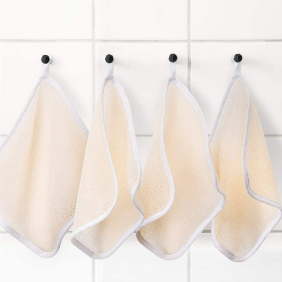 LYCAQL 5 Pack Exfoliating Wash Cloths, Dual-Sided Exfoliating Bath Towels for Body Scrub and Face Clean, Soft Weave Bath Cloth for Men Women Hand Towels