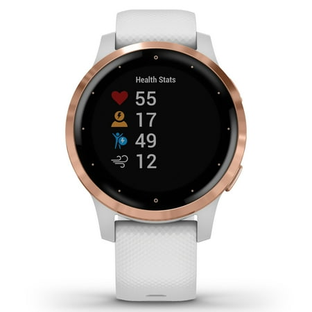 Garmin vívoactive® 4S Rose Gold Stainless Steel Bezel with White Case and Silicone Band