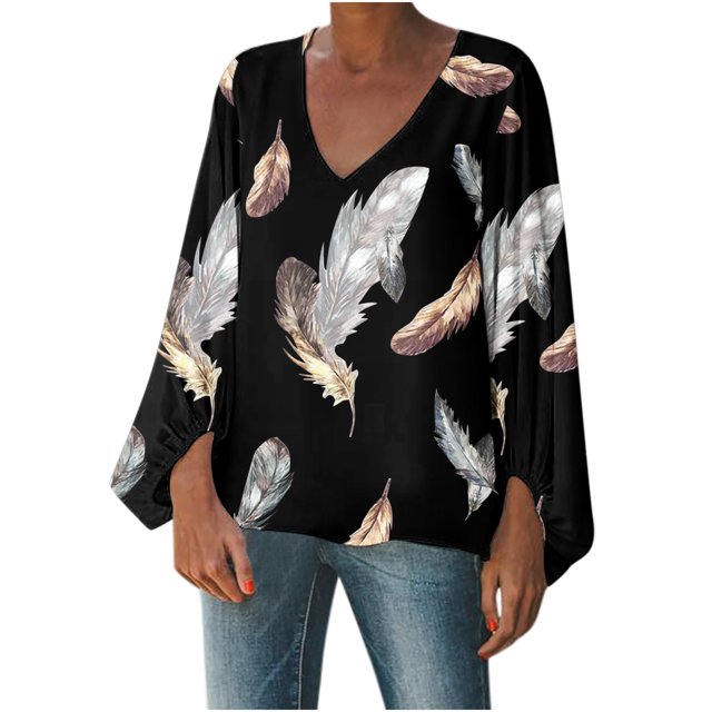 Blusa informal Fridja estampada con cuello en V y Manga larga para mujer