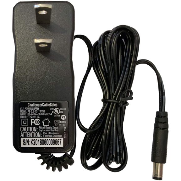 12 Volt Power Supply 1 Amp Standard (12V 1A DC) 12W Replacement AC Adapter 12VDC 0.5A 1.0A 500mA 1000mA Power Cord Battery Charger w/ 5.5mm (OD) x 2.1mm / 2.5mm (ID) Center Positive Tip