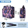 thumbnail image 3 of Zipper Binder with Shoulder Strap 2 inch 3 Ring Waterproof File Folder Organizer Bag 500 Sheet Pink and Purple Palm Leaves, 3 of 8