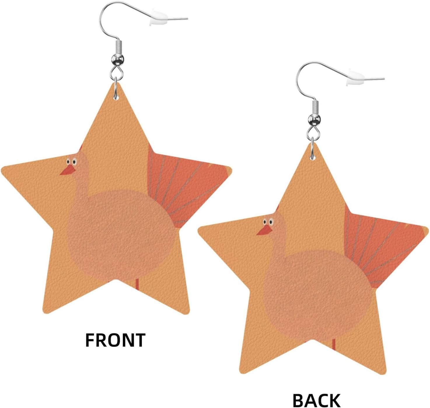 Funny Turkey Earrings suitable for Women PU Leather Dangle Earrings, Lightweight Star Shape Leather Teardrop Dangly Ear Pendants Jewelry Gift[s578]