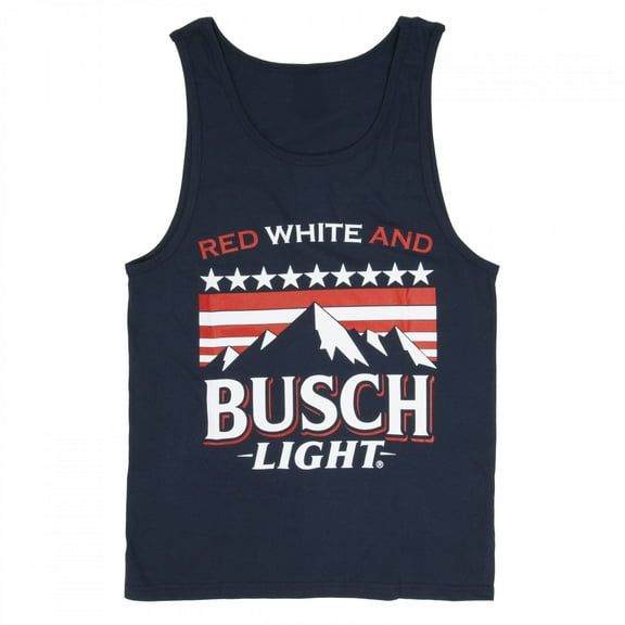 Busch 854437-2xlarge Mens Light Red White & Busch Light Mountains Tank Top, Navy - 2XL