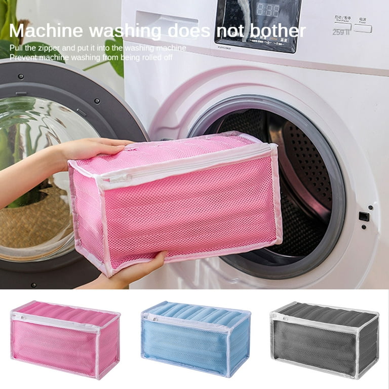 harmtty Shoe Washing Bag Rectangle Zipper Closure Anti-deform Reusable  Multi-functional Washer Dryer Safe Shoes Laundry Bag for Home,Grey 