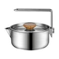 thumbnail image 2 of 304 Stainless Steel Camping Pot with Folding Handle | 800ml & 1000ml Outdoor Tea Kettle | Portable Cookware for Hiking Picnic Mountaineering | Multi-Purpose Camping Tableware Set | 1 Piece, 2 of 6