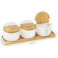 thumbnail image 2 of NEX White Ceramic Sugar Bowls, Set of 3 with Bamboo Lids and Spoon, 2 of 7