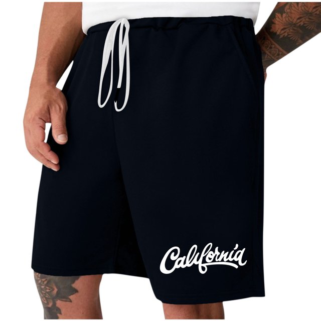 Mens Casual Shorts Lace-Up Elástico Cintura Bolsillo Ejercicio Fitness Hogar Pantalones de Media Longitud para Diario
