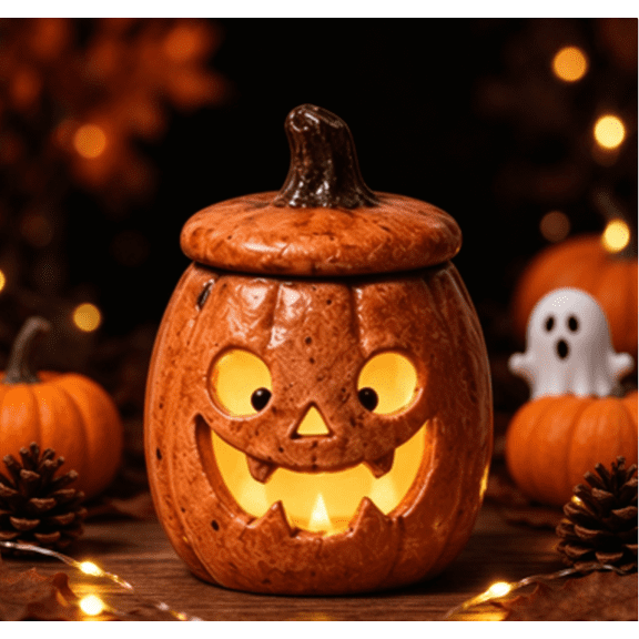 Hand-Sculpted Halloween Mini Lanterns, Tea Light Holder,Halloween Candle Holder, Rustic Fall Decor, Cute Spooky Table Decor for Tiered Tray Home Mantel Party,A