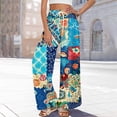 thumbnail image 6 of Dress Pants Women Petite High Waisted Wide Leg Summer Beach Vacation Pants Boho Lounge Casual Palazzo Trousers Sky Blue L, 6 of 8