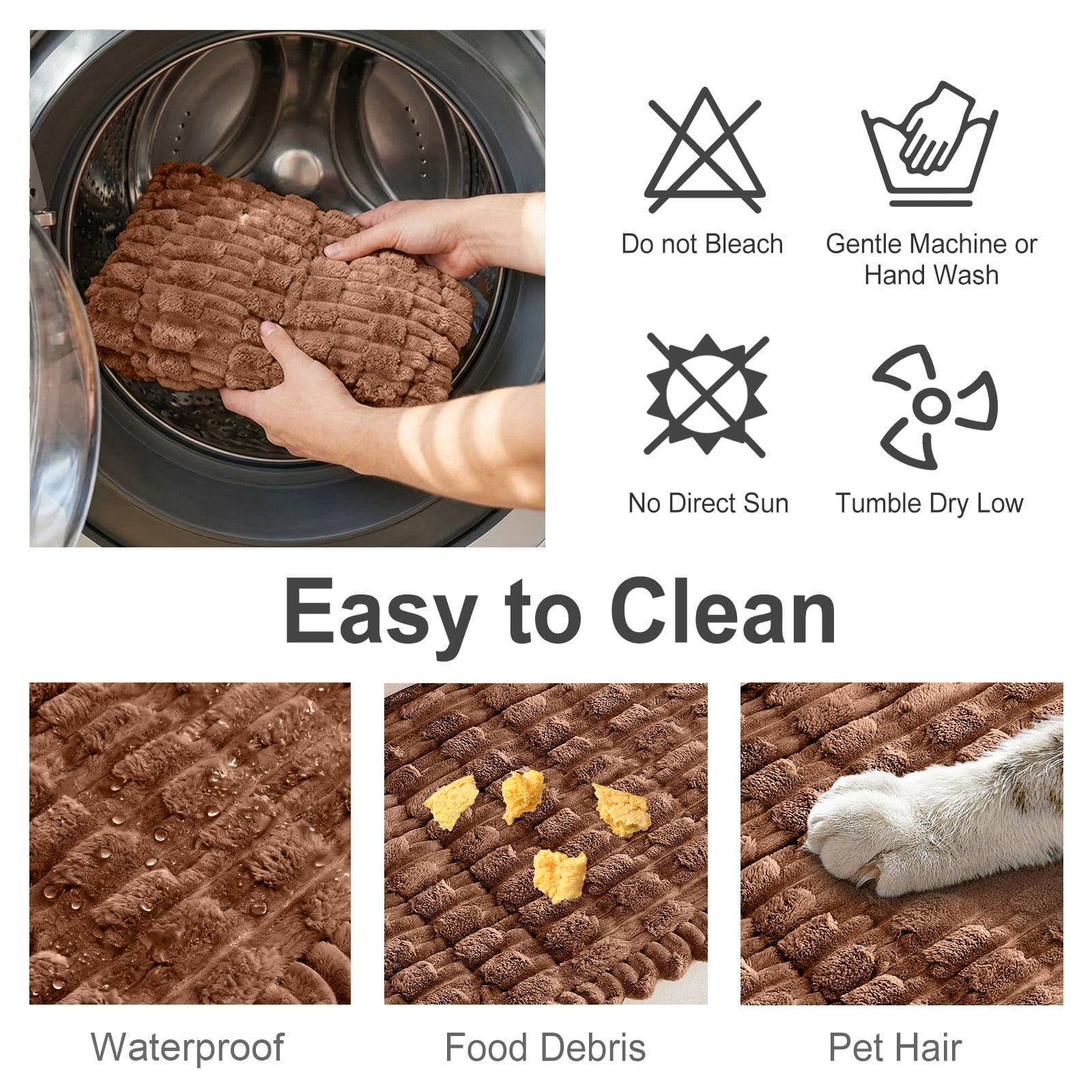 SANMADROLA Waterproof Couch Cover for Dogs Washable, Non-Slip Fuzzy Loveseat Slipcovers, Thick Soft Dog Bed Mat for 2 Cushion Sofa Pet Friendly Furniture Protector, Brown, 28" x 59"