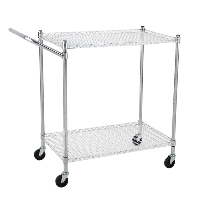 Ourlova Chariot Utilitaire Robuste de Qualité Commerciale Chariot de Service en Acier à 2 Pneus avec Roues avec Barre de Poignée Basse