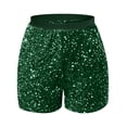 thumbnail image 6 of GEWSEY Women's Sparkly Sequin Shorts Elastic Waist Glitter Straight Leg Party Shorts with Pockets (Green, M), 6 of 7