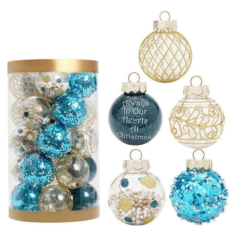 

Dezsed 25pcs Christmas Tree Ornament Pendant Party Supplies Tree Hanging Plastic Ball Blue Gold