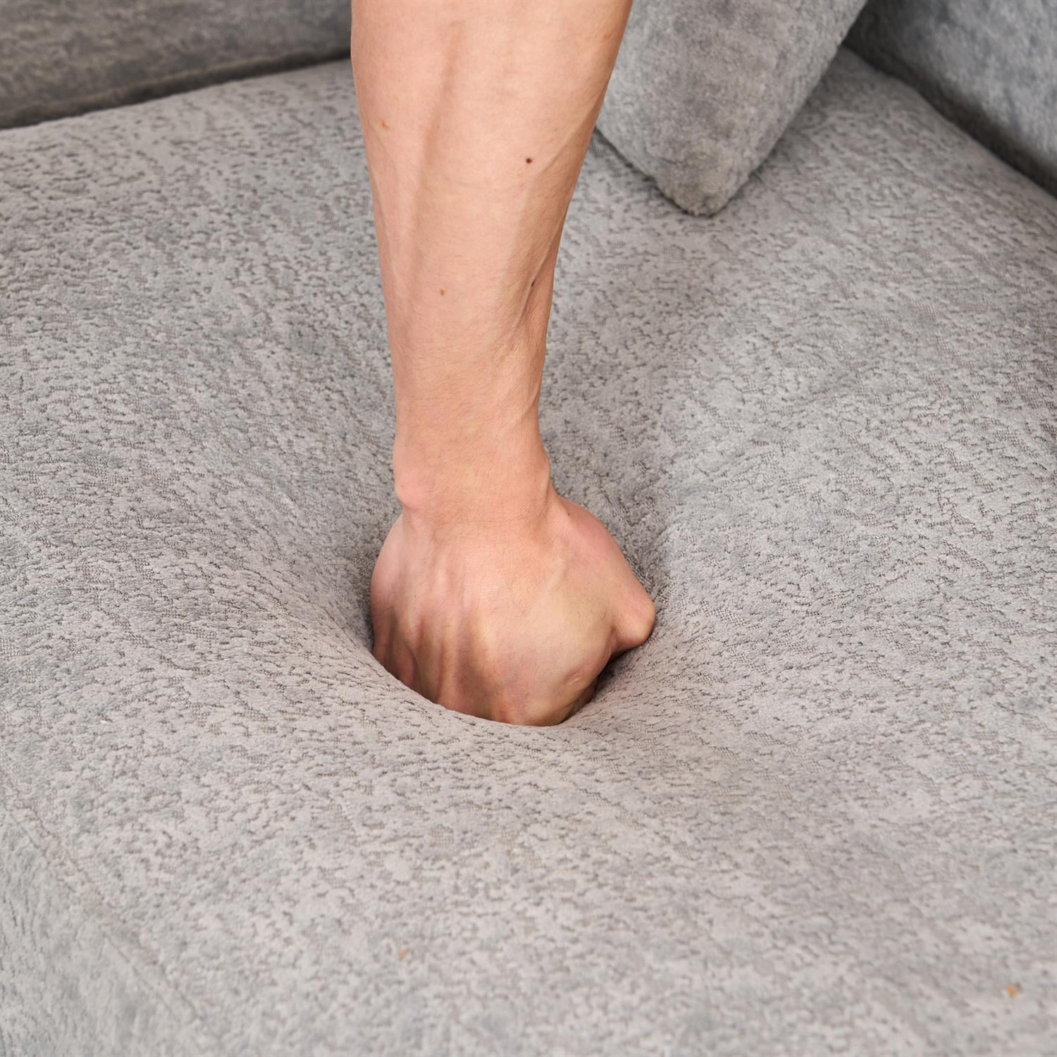 Demi Bonn 98" Cozy L-Shape Sectional Sofa with Curved Chaise, High-Density Foam, Chenille Modular Couch for Living Room, Supports 900 lbs, Gray