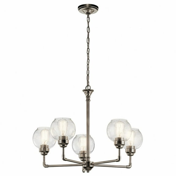 Kichler 43993AP Niles 26" 5 Light Clear Seeded Chandelier in Antique Pewter