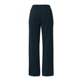 thumbnail image 6 of Womens Summer Palazzo Pants Wide Leg Loose Fit Flowy Beach Trousers Pleated Elastic Waist with Pockets for Travel,Navy,XXL, 6 of 8